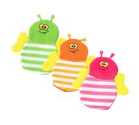 Kids Bath Mitts 3pcs Cartoon Wash Gloves for Shower Use | Polyester and Cotton Blend, Foaming Scrub Mittens, Boy Girl Bathing Supplies for Infant Care
