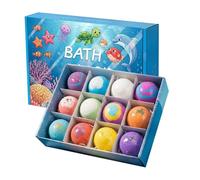 Kids Bath Salt Ball Set,Twelve Pieces Natural Pleasant Bubble Relaxing Set Box | Salt Bath with Toy Inside,For Boys Girls Children Bathroom Bathtub Washroom Home Inside Shower
