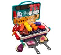 Kids BBQ Grill Playset 35Pcs/Set Simulated Color-Changing Food Kitchen Toy Set with Smoke & Light 2-Mode Fun Play Kitchen Accessories for Girls Boys Kids