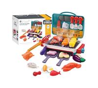 Kids BBQ Grill Playset, Kitchen Toy Set With Sound, Light And Color-Changing Food, Preschool Educational Pretend Barbecue Kit, Pretend Kids Kitchen Playset, For Toddler Boys Girls Children