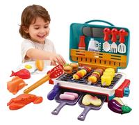 Kids Bbq Grill Playset,Toy Bbq Set For Kids,My First Bbq Grill,29pcs Kitchen Toy Set With Spray Sound & Color-Changing Food,Kid Pretend Kitchen Role Playset,Simulation Cooking Interactive Toys (Green)