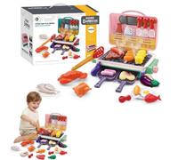 Kids BBQ Grill Toys Set, Kitchen Toy Set with Spray Sound & Color-Changing Food 29 PCS Play Kitchen Accessories, Interactive Game Educational Toy for Toddlers Boys Girls (Pink)