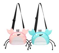 Kids Beach Bag Crab Pool Toy 2PCS Design Seashell Bag Cute Mesh Beach Bag with Adjustable Strap Beach Toy Bag Sand Toy Bag for Holding Shells Beach Toys