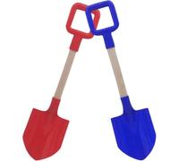 Kids Beach Shovel, Wooden Handle Sand Shovel, 40cm, Red and Blue | Measures 40cm long with a 10cm wide blade. Plastic blade and wooden handle in red and blue.