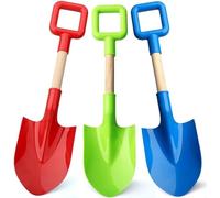 Kids Beach Shovels Set - Sturdy Sand Spades & Gardening Tools with Long Handle for Sand Play, Snow Scoop, Backyard Fun - Suitable for Ages 4+ in Green, Blue, Red