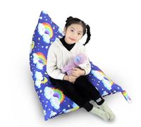 Kids Bean Bag Cover Only, Stuffed Animal Bean Bag Storage, Large Bean Bag Chair for Teens, 132cm * 79cm Beanbag Chair Cover Without Filling, Inflatable Soft Toy Storage, Rainbow Clouds