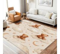 Kids Bear Small Rug for Bedroom Washable Mats and Rugs, Star Cloud Moon Bedroom Decor Area Rug, Non Slip Low Pile Soft Indoor Door Mat, 100 x 150 cm, FD5581