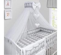 Kids Bed Canopy Drape Mosquito Net with Holder to Fit Cot and Baby Crib Bed Tent for Children Baby Dome Nursery Curtains for Children Bedroom (Elephants Grey)