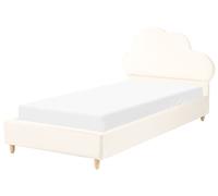 Beliani Kids Bed Cloud Velvet Bellevue 90 X 200 Cm (Eu Single) Light Beige