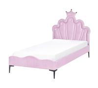 Kids Bed Crown Velvet RUBIAN 90 x 200 cm (EU Single) Violet
