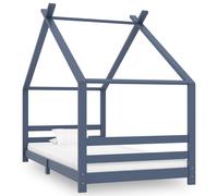 Kids Bed Frame Grey Solid Pine & Plywood 90x200cm Treehouse Playhouse Loft-Style [EEK: A]