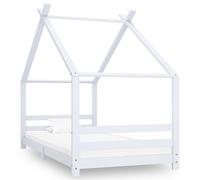 Kids Bed Frame White Solid Pine & Plywood House Frame 90x200 cm Playhouse Nooks [EEK: A]