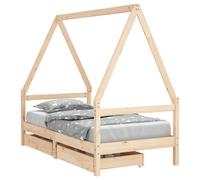 Kids Bed Frame with Drawers Bed Base Children's Bed Solid Wood Pine vidaXL