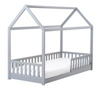 Kids Bed House Pine Wood COSSAYE 90 x 200 cm (EU Single) Grey