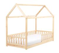 Kids Bed House Pine Wood COSSAYE 90 x 200 cm (EU Single) Light Brown