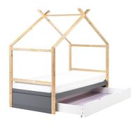 Kids Bed House Pine Wood ORGEVAL 90 x 200 cm (EU Single) with Storage Grey