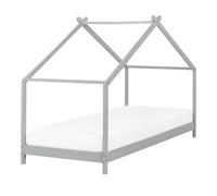 Kids Bed House Pine Wood ORLU 90 x 200 cm (EU Single) Grey
