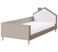 Kids Bed House Velvet KERVAN 90 x 200 cm (EU Single) Taupe