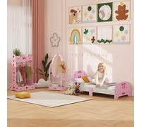 Kids Bed, Kids Clothes Rail, Kids Full Length Mirror, Pink AIYAPLAY Pink One Size
