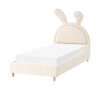 Beliani Kids Bed Rabbit Velvet Lallias 90 X 200 Cm (Eu Single) Beige
