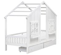 Kids Bed with Drawers House Pine Wood TRAPPES 90 x 200 cm (EU Single) White