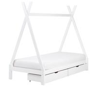 Wooden Kids Teepee Bed with Drawers EU Single Size White DEVAY
