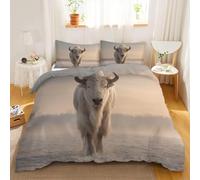 Kids Bedding Set Bison 230x220cm Wild Animal King Duvet Cover Set Soft Easy Care Microfiber Quilt Duvet Cover with 2 Pillow Case 50x75cm,Children's Bedding