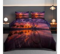 Kids Bedding Set Ferris Wheel 135x200cm Sunset Romantic Dusk Small Single Duvet Cover Set Soft Easy Care Microfiber Quilt Duvet Cover with 2 Pillow Case 50x75cm,Children's Bedding