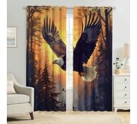 Kids Bedroom Blackout Curtains W 55" x L 96" Animal Eagle Flying Thermal Insulated 3D Print Eyelet Drapes Noise Reducing and Room Darkening Living Room Window Panels 2 Pieces