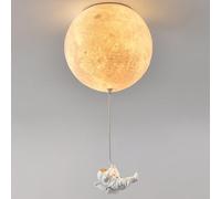 Kids Bedroom Chandelier Ceiling Light Fixture White Milk Ball 3D Printing Moon Planet Astronaut Ceiling Light for Boys Room Children Hanging Light for Nursery Girls Room Bathroom/B Style/25C