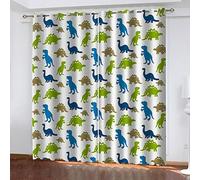 Kids Bedroom Curtains Girls Boys Blackout Eyelet 3D Blue Animal Dinosaur 46 X 54 Inch Drop Super Soft Thermal Insulated Nursery Living Room Window Treatments Curtains 2 Panels Super Soft Soundproof