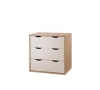 Timber Art Design Alton 3 Drawer Bedroom Cabinet Bedside Chest Of Drawers Sonoma Oak & White