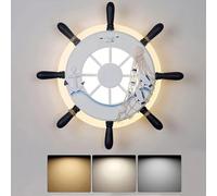 Kids Bedroom Wall Light, Dimmable LED Wall Sconces Ship Wheel Rudder l Anchor Mediterranean Flush Mount Ceiling Light Children Wall Lamp for Boy Girl Room Nursery
