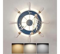 Kids Bedroom Wall Light, Dimmable LED Wall Sconces Ship Wheel Rudder l Anchor Mediterranean Flush Mount Ceiling Light Children Wall Lamp for Boy Girl Room Nursery