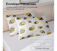 Kids Bee Bedding Single Whimsical Flying Bees Duvet Cover Soft Microfiber Cartoon Style Bedding for Boys Girls Bedroom Decor (style4,Double200x200cm+65x65cm*2)