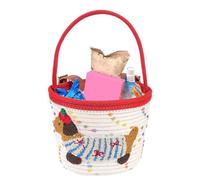 Kids Bicycle Basket, Handlebar Storage System, Woven Rope Cute Dog Design Front Bag Set, 8.5x6.5 Inches Lightweight Bike Carry Design Style for Outdoor Cycling Use