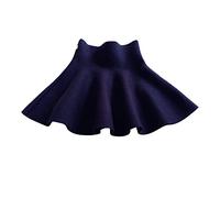 Kids Big Little Girls High Waist Knitted Flared Pleated A Line Skirt Casual Solid Colour Above Knee Skirt for Toddlers Children Dress Up Play Outfits Age 2 to 10 Years (Navy, 3-4 Years)