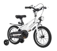Kids Bike 14/16", Children Bicycle with Double Brakes,Training Wheels,LED Lights,Bike for Boys Girls Aged 3-9 Years Old,White,16in