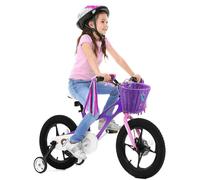 Kids Bike Basket, Wicker Basket, Handlebar Bicycle Basket for Girls Boys Cycling Ages 3-13, Purple