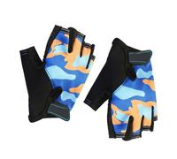 Kids Bike Gloves, Breathable Anti Slip Half Finger Gloves for Cycling and Skateboarding, Soft Polyester Fiber, 1 Pair, Approx. 8x13cm (Blue Orange)
