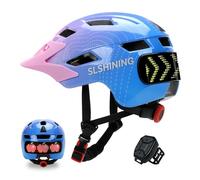 Kids Bike Helmet LED Light Display with Turn Signals, Boys Girls Childs Bike Helmet with Wireless Controller, EPS Liner | Removable Sunshade | Adjustable | Lightweight Helmets for Teenagers (Pink)