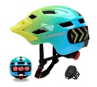 Kids Bike Helmet LED Light Display with Turn Signals, Boys Girls Childs Bike Helmet with Wireless Controller, EPS Liner | Removable Sunshade | Adjustable | Lightweight Helmets for Teenagers