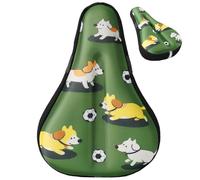 Kids Bike Seat Cushion for Boys Girls, Gel Padded Bike Seat Cover, Breathable & Extra Soft Gel Memory Foam Child Bicycle Saddle 9"x6", Cute Dog & Soccer Design