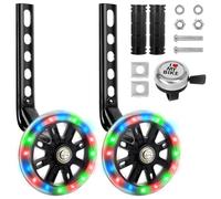 Kids Bike Stabilisers- Bicycle Training Wheels, 1 Pair Universal Bike Stabilisers Mute Flash Wheels with Adjustable Bikes Stabiliser Mounted Kit for 12 14 16 18 20 Inch Childs Bikes