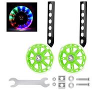 Kids Bike Stabilisers for Childs, Bicycle Training Flash Wheels for Kids Compatible with 12 14 16 18 20 Inch Kids' Variable Bicycles & Single-Speed Bikes.(Green)