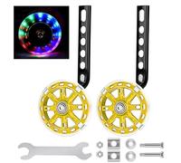 Kids Bike Stabilisers for Childs, Bicycle Training Flash Wheels for Kids Compatible with 12 14 16 18 20 Inch Kids' Variable Bicycles & Single-Speed Bikes.(Yellow)