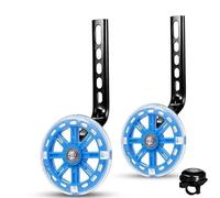Kids Bike Stabilisers for Childs Bike Support Bike Wheels 12 14 16 18 20 Inch, Bicycle Training Wheels Mute Flash Wheels with Adjustable Bicycle Stabiliser Mounted Kit, Blue