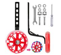 Kids Bike Stabilisers Mounted Kit - 1 Pair Bicycle Mute Flash Wheels, Adjustable Stabilizers Support Wheel,Universal Cycling Training Wheels with Cross Head Screwdriver for Childs Children Bike (Red)