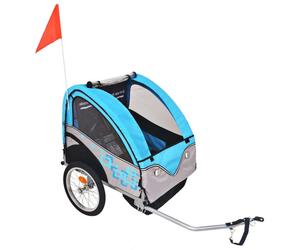 Kids Bike Trailer Double Child Bicycle Carrier Foldable 30kg Blue