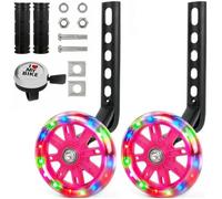 Kids Bike Training Wheels, Childs Bicycle Stabilisers, Mute Flash Support | Universal Adjustable Mounted Kit for 12 14 16 18 20 Inch Single-Speed Bikes